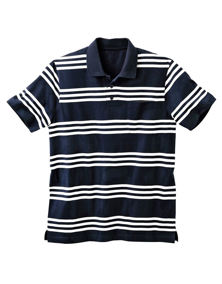 Polo rayé manches courtes (marine / blanc) Polo rayé manches courtes (marine / blanc)