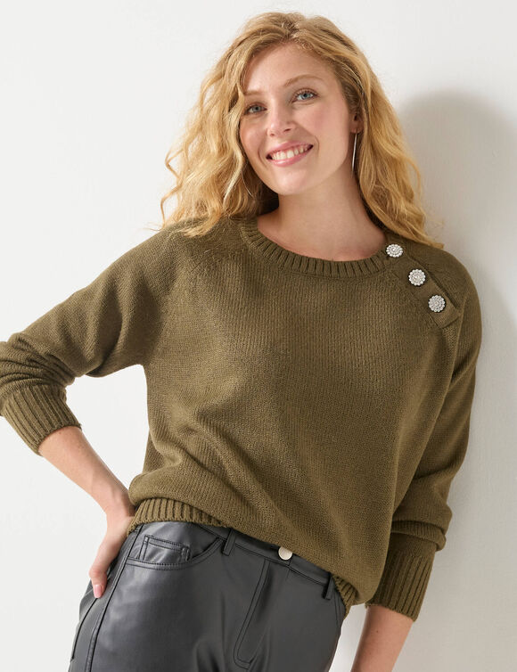 Pull épaule boutonnée bijoux (bronze)