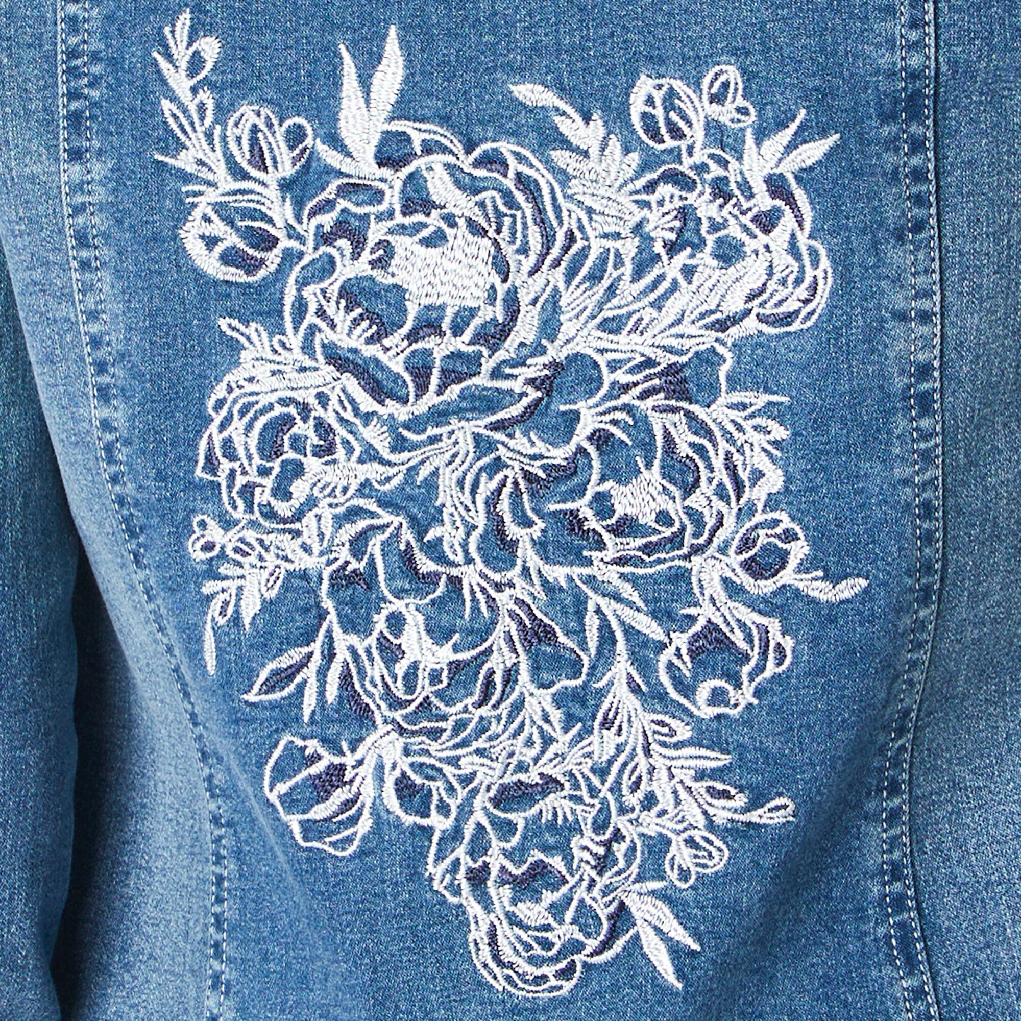 Veste en jean brodée en coton – Style bohème chic grande taille jusqu'au 56