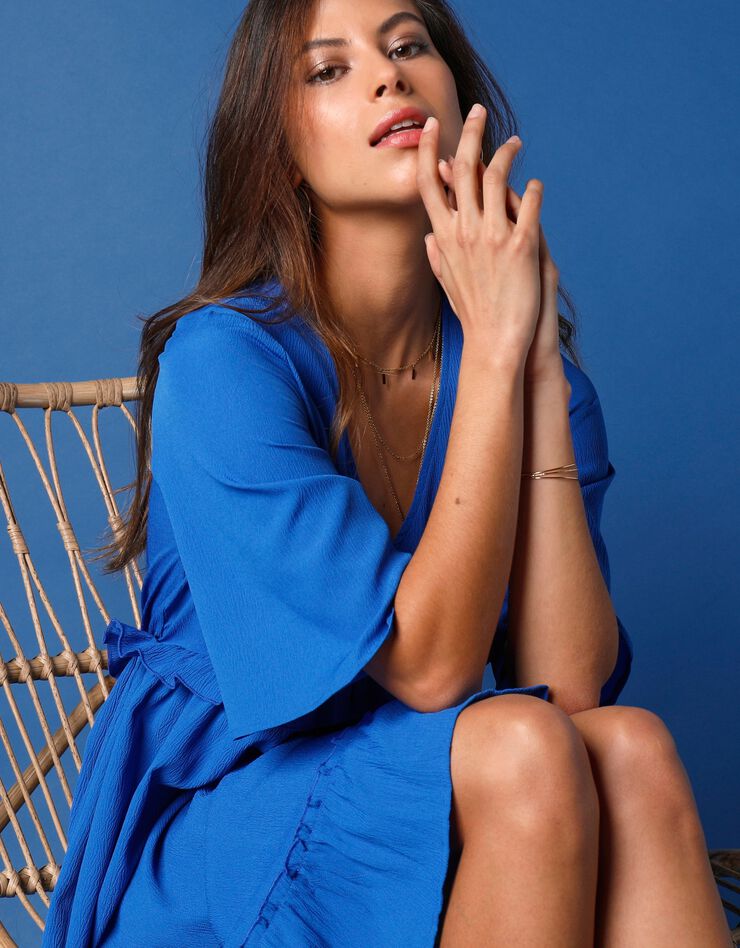 Robe ample volantée (bleu dur)