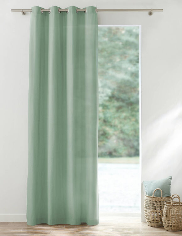 Rideau bachette uni tamisant oeillets (vert amande)