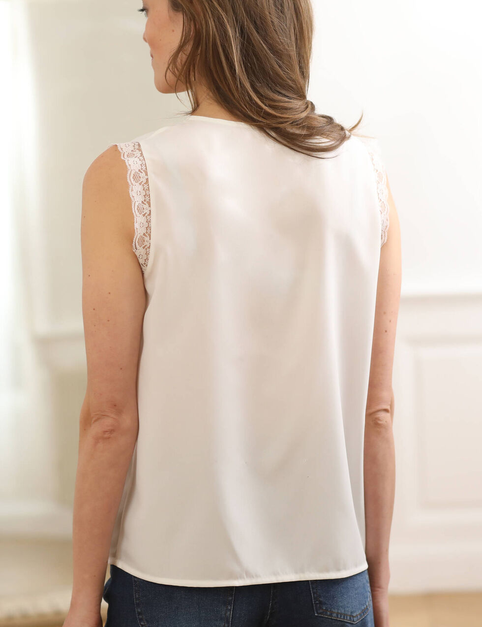 Chemisier Manches Longues 3 SUISSES - Taille 40 En Polyester Blanc Cassé, Occasion Très Bon état