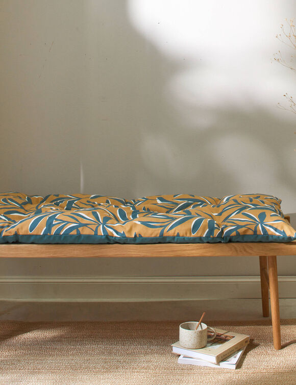 Long coussin de sol imprimé feuillage (jaune)