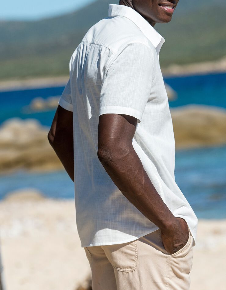 Chemise unie aspect lin manches courtes (naturel)
