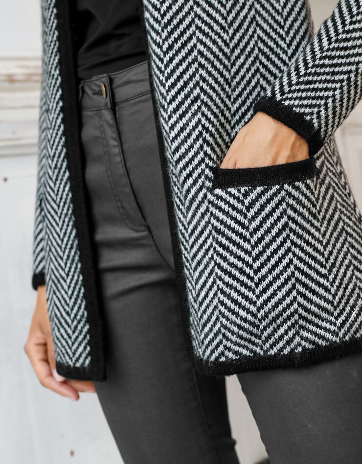 Long gilet graphique (noir chiné) Long gilet graphique (noir chiné)