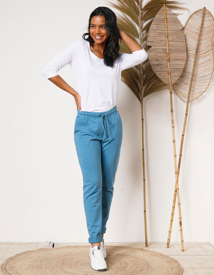 Pantalon jogpant ceinture élastiquée molleton  (bleu grisé)