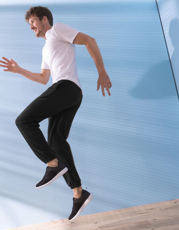 Pantalon jogging molleton bas élastiqué (noir) Pantalon jogging molleton bas élastiqué (noir)