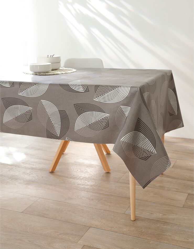 Nappe toile cirée motifs feuilles (gris anthracite)