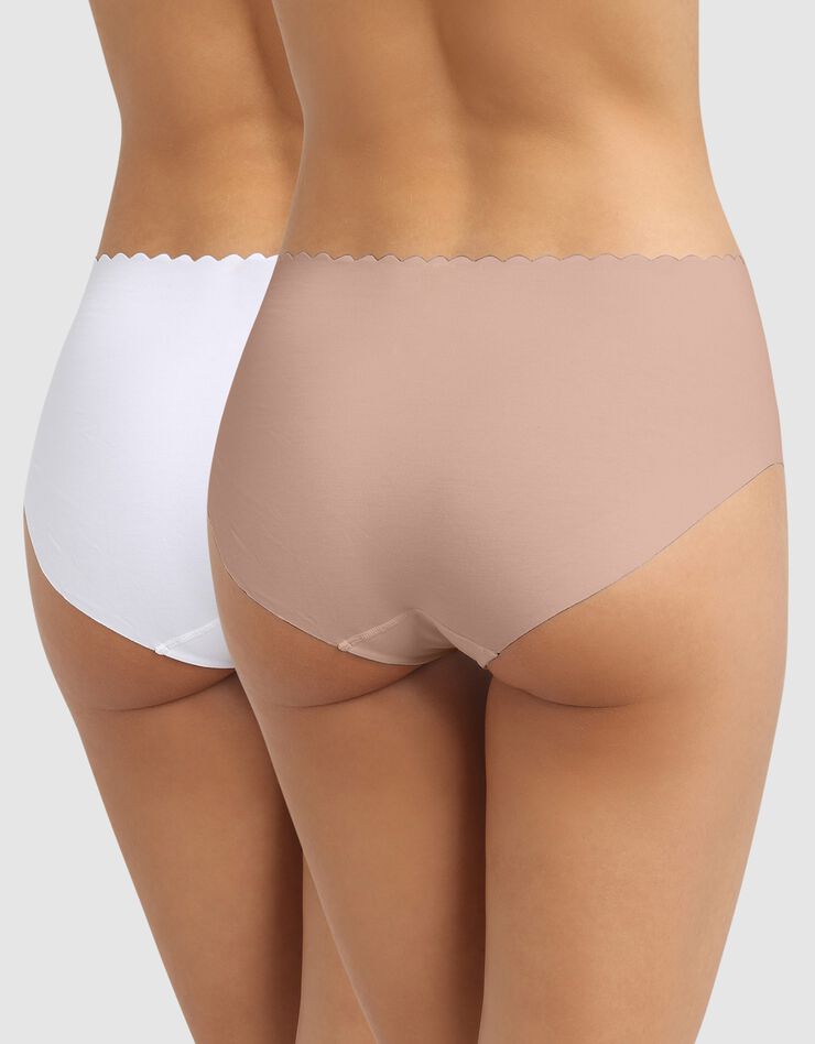 Culotte haute coton stretch Body Touch- Lot de 2 (blanc + peau) Culotte haute coton stretch Body Touch- Lot de 2 (blanc + peau)