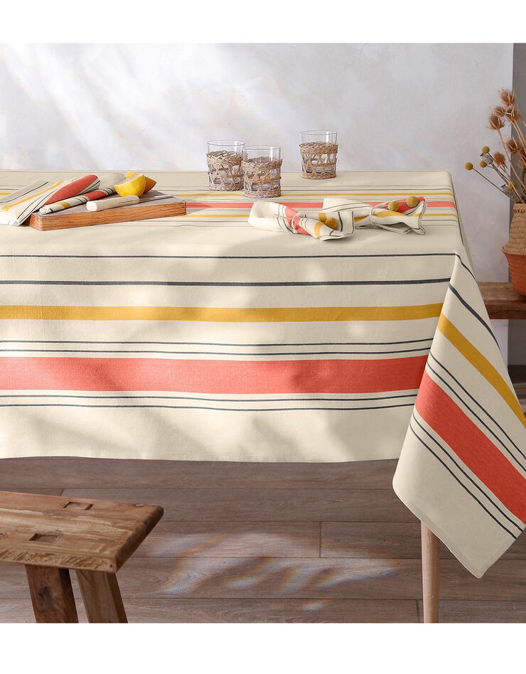 Nappe rayée coton tissé teint (terracotta) Nappe rayée coton tissé teint (terracotta)