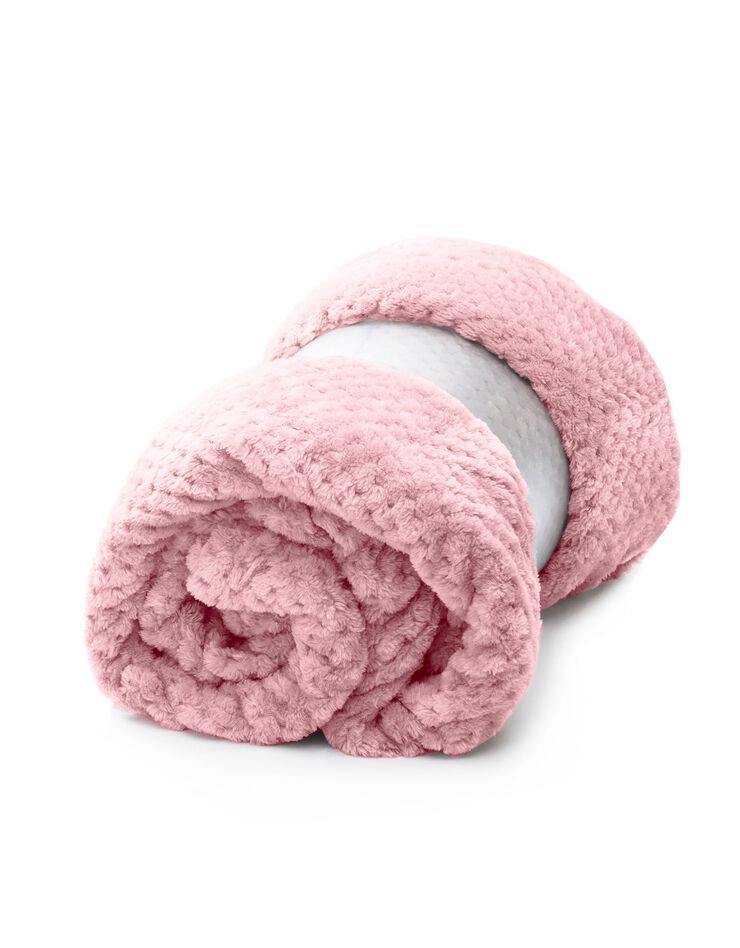 Couverture en velours effet tissé (rose poudré)