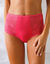 Culotte emboîtante taille haute microfibre et dentelle - lot de 2 (fuchsia + ivoire)