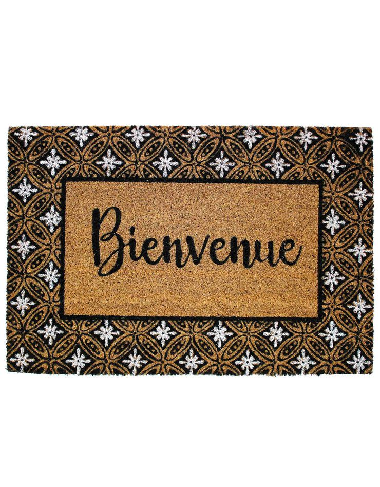 Paillasson coco imprimé Bienvenue (marron)
