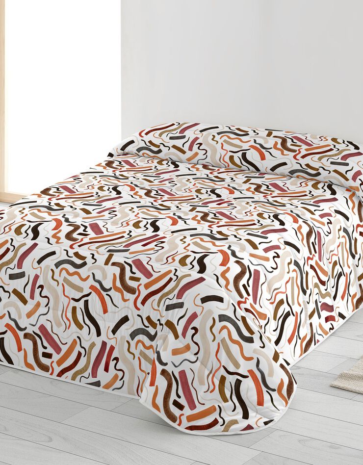 Couette microfibre imprimée Zigzag - 200 g/m2 (blanc / rouge)