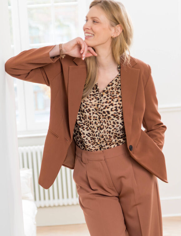 Veste blazer fluide, manches longues (caramel)