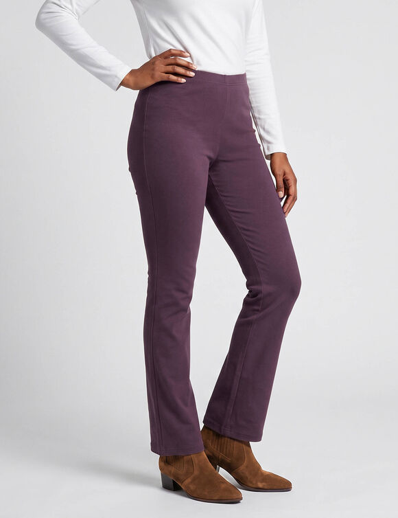 Legging bootcut uni, taille &eacute;lastiqu&eacute;e (prune)