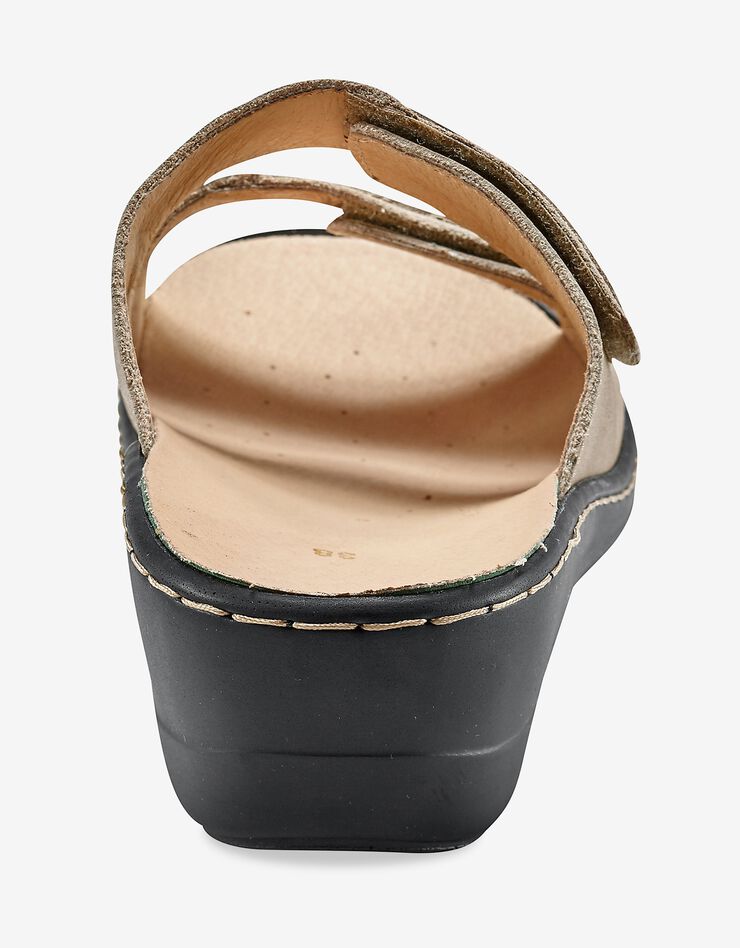 Mules compensées en cuir - largeur confort (beige doré)