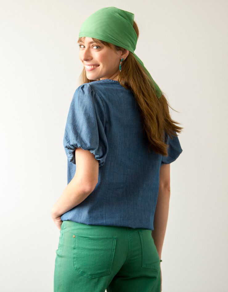 Blouse denim manches courtes "ballon" (bleached) Blouse denim manches courtes "ballon" (bleached)