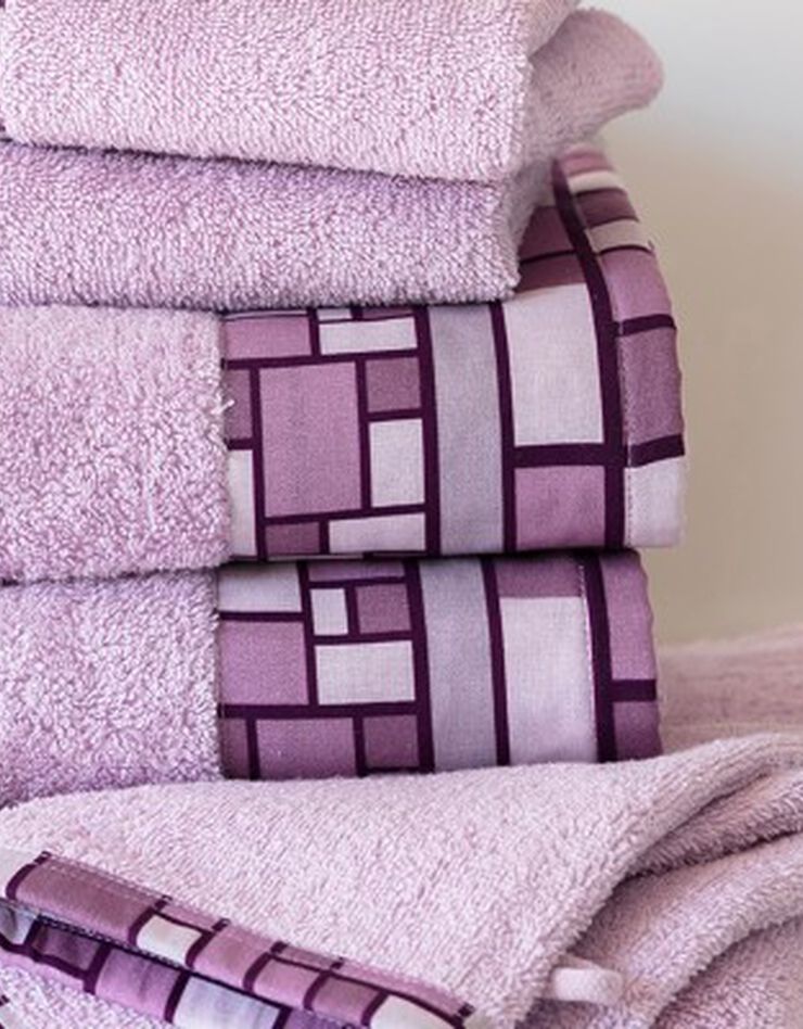 Éponge bouclette coton liteau imprimé mosaïque - 420g/m² (parme) Éponge bouclette coton liteau imprimé mosaïque - 420g/m² (parme)