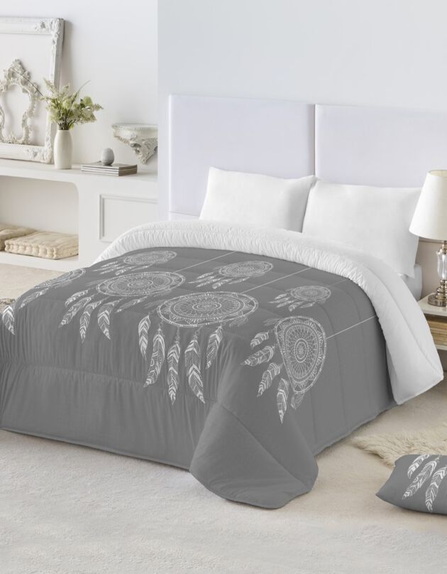 Couette microfibre imprimée Tea 200g/m² (gris)