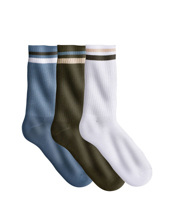 Chaussettes c&ocirc;tel&eacute;es - lot de 3 paires (bleu / vert)