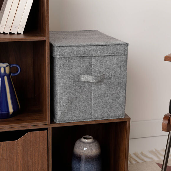 Bo&icirc;te de rangement pliable grise grand format (gris)