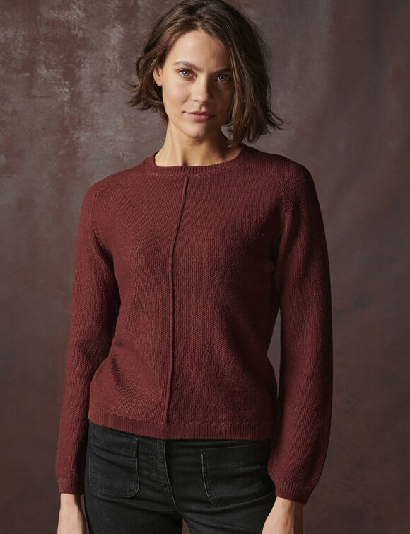 Pull manches marteau maille fantaisie (bordeaux)