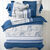 Linge de lit Gabrielle flanelle, imprimé fleurs et dentelle (bleu marine)