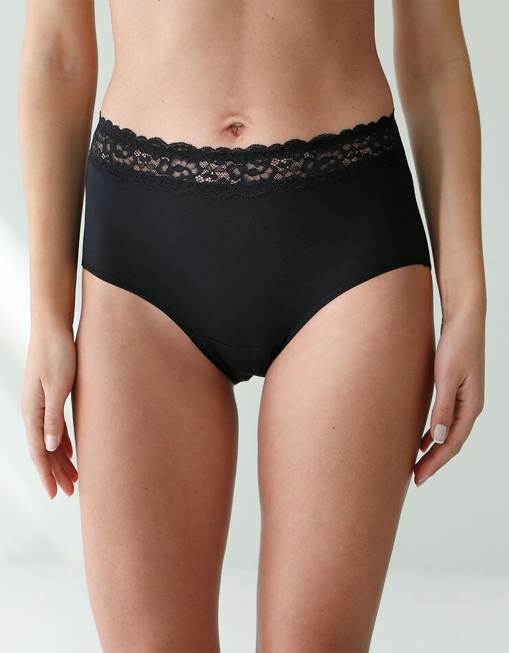 Culotte supermaxi coton stretch ceinture dentelle - lot de 2 (noir) Culotte supermaxi coton stretch ceinture dentelle - lot de 2 (noir)
