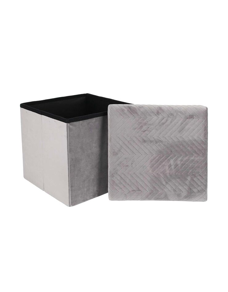 Coffre-pouf pliable – revêtement velours (gris)