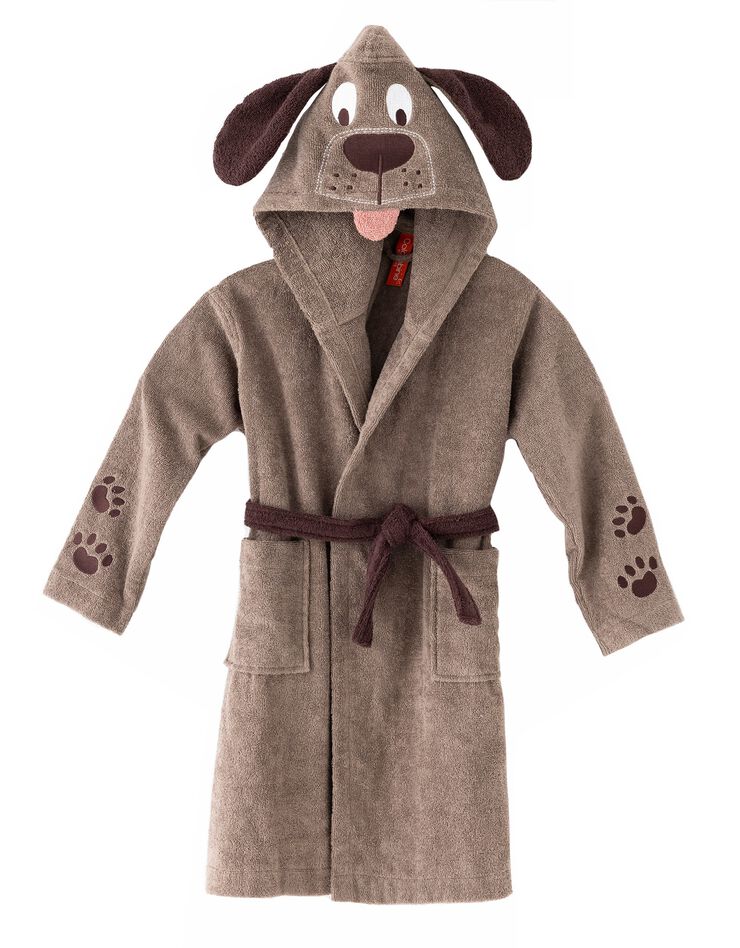 Peignoir de bain enfant chien éponge coton - 340g/m² (chocolat)