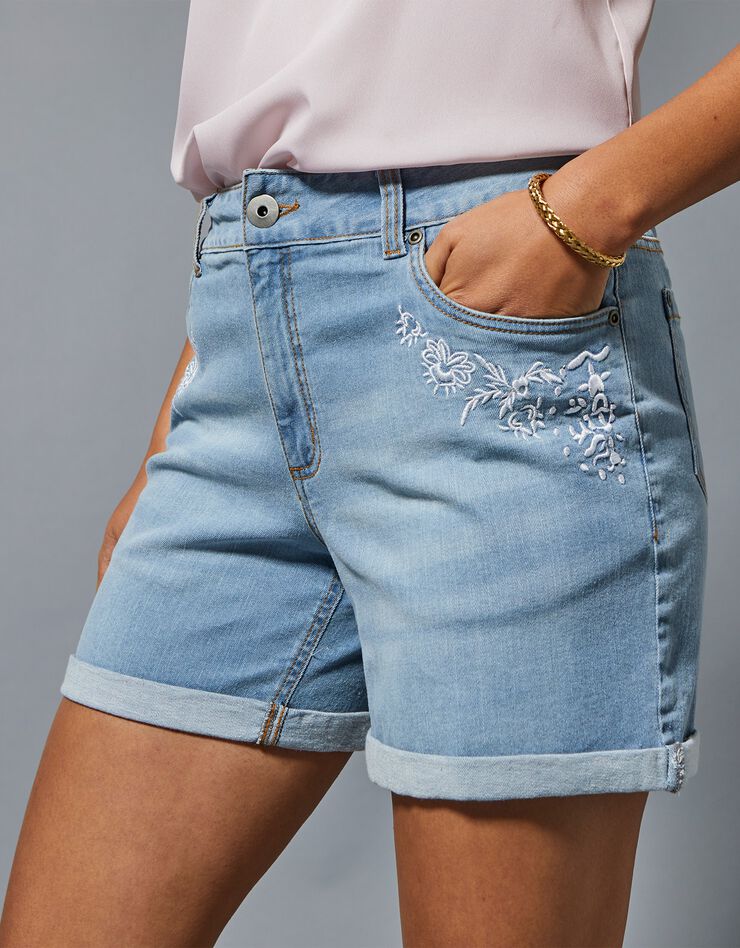 Short denim brodé (bleached) Short denim brodé (bleached)