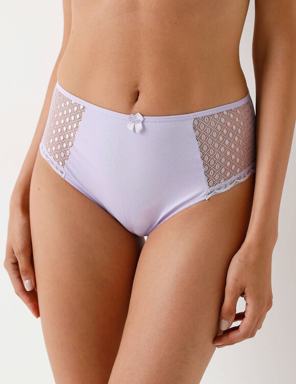 Culotte maxi dentelle coton imprimé Tropea - lot de 4  (parme + marine)