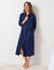 Robe de chambre longue en polaire, col Claudine (marine)