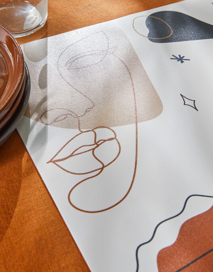 Set de table vinyle - lot de 2 (beige / bleu) Set de table vinyle - lot de 2 (beige / bleu)