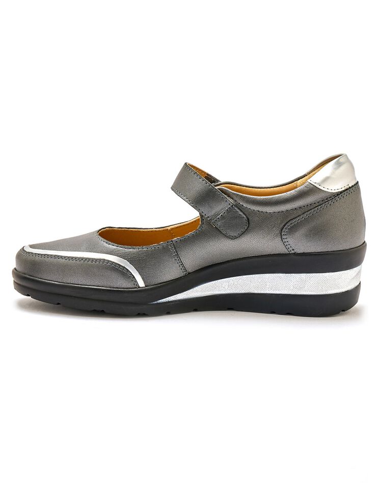 Babies scratchées largeur confort en cuir détails métallisés (gris) Babies scratchées largeur confort en cuir détails métallisés (gris)