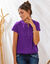 T-shirt col tunisien manches courtes, broderie anglaise (violet)