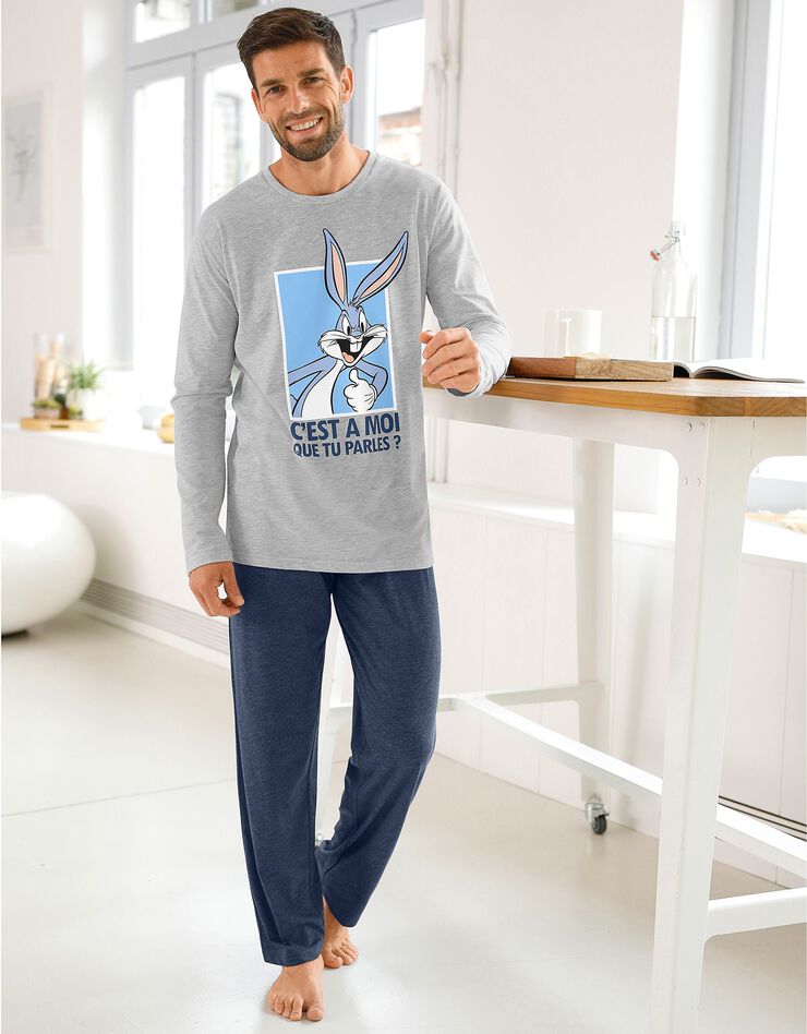 Pyjama Bugs Bunny manches longues (bleu / gris) Pyjama Bugs Bunny manches longues (bleu / gris)