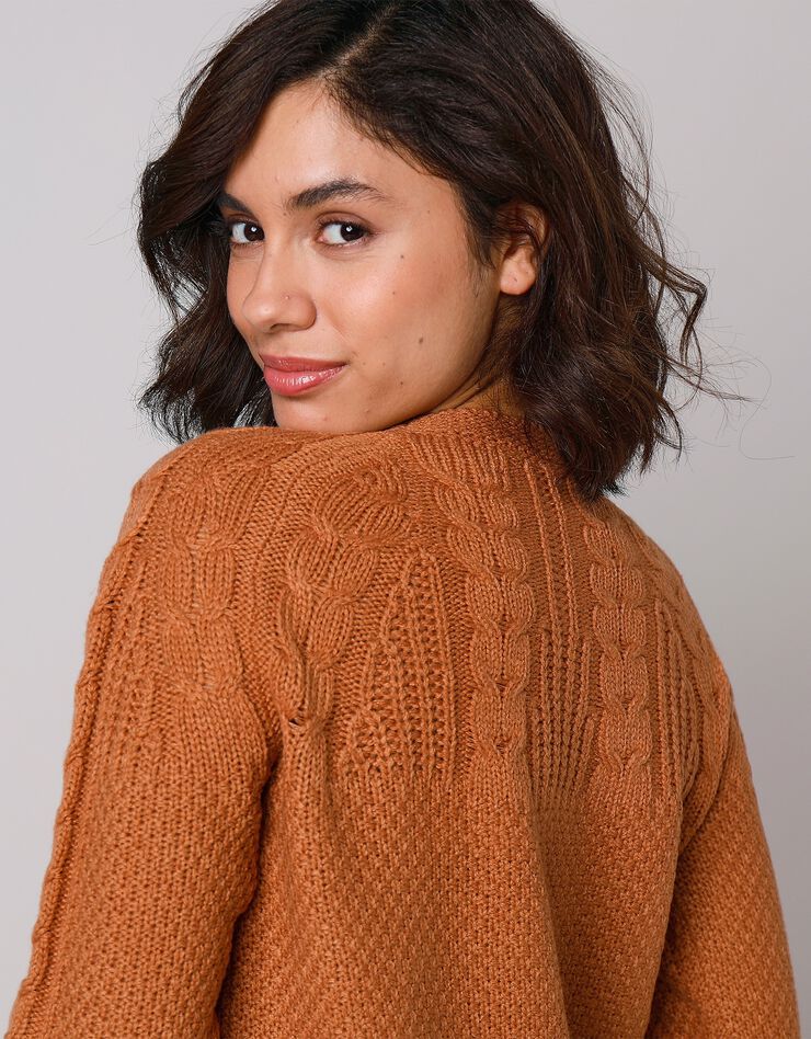 Pull en maille torsadée (noisette) Pull en maille torsadée (noisette)