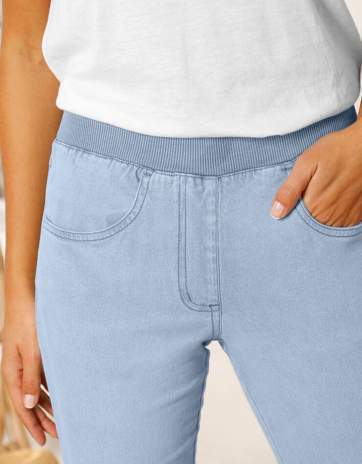 Jean "droit" ultra confort taille élastiquée (bleached)