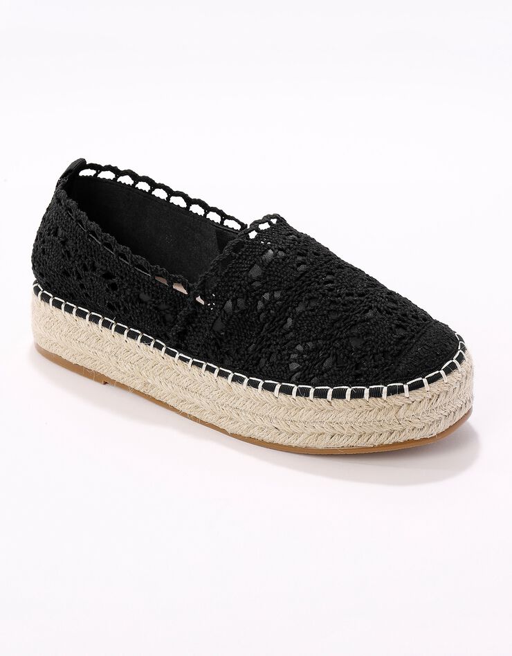 Espadrilles macramé semelle corde "plateforme" (noir) Espadrilles macramé semelle corde "plateforme" (noir)