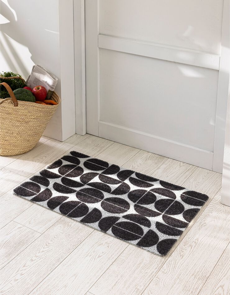 Tapis d'entrée rectangulaire, motif géométrique (noir / blanc) Tapis d'entrée rectangulaire, motif géométrique (noir / blanc)