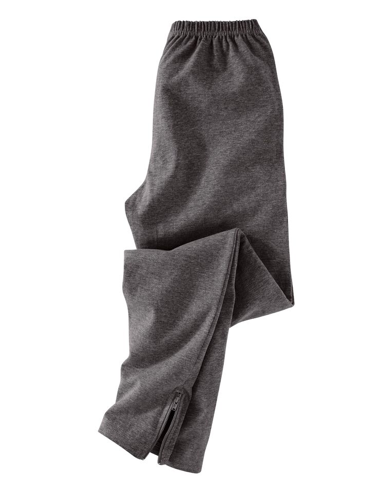 Legging bas de jambe zippé taille élastiquée (anthracite)