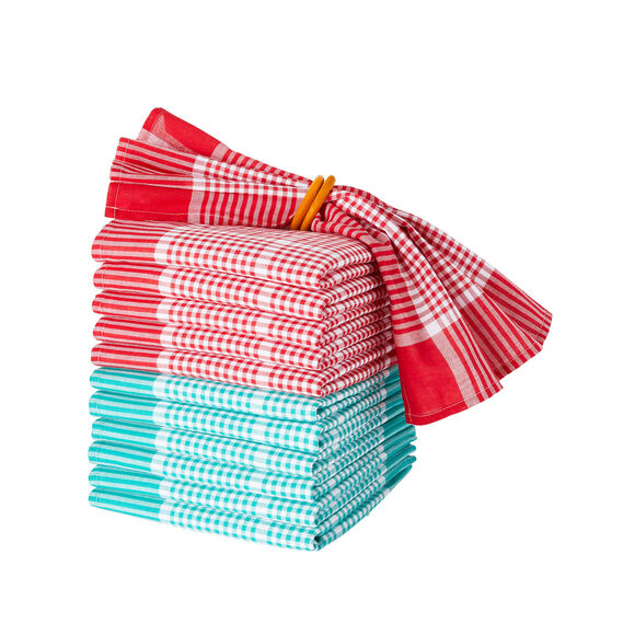 Serviette de table carreaux - lots (rouge / blanc)