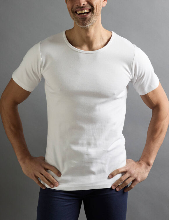 T-shirt sous-v&ecirc;tement homme col rond manches courtes chaleur douce - lot de 2 (blanc)