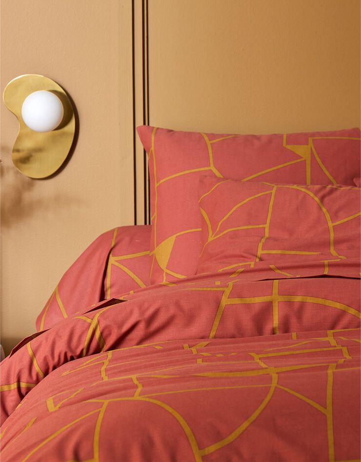 Linge de lit Geoffroy en coton à motifs graphiques (terracotta)