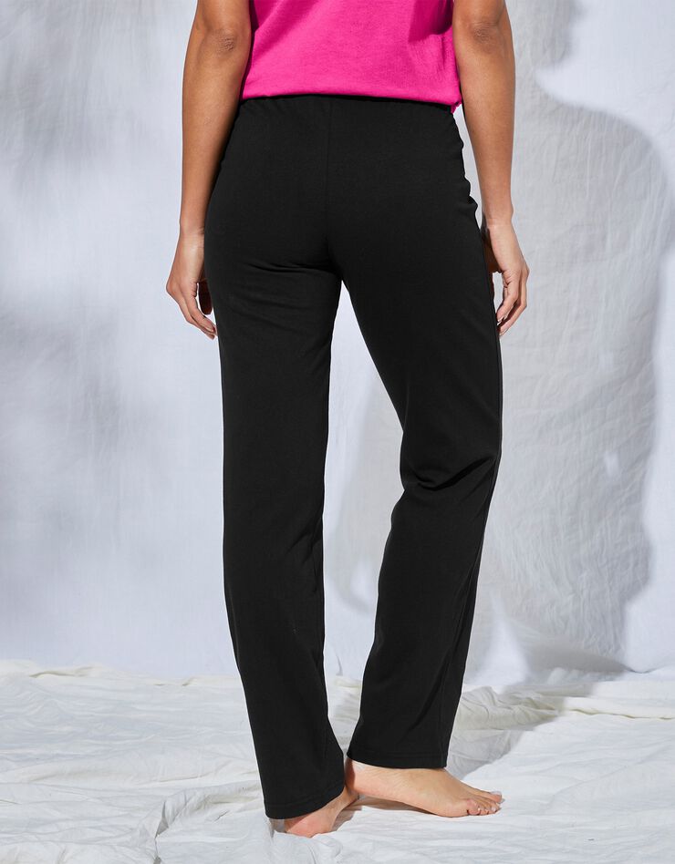 Pantalon pyjama coton Enjoy uni imprimé placé (noir)