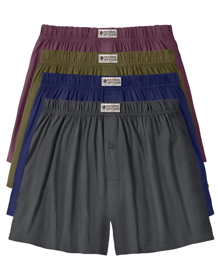 Caleçon flottant ouvert uni - lot de 4 (kaki + violet + bleu) Caleçon flottant ouvert uni - lot de 4 (kaki + violet + bleu)