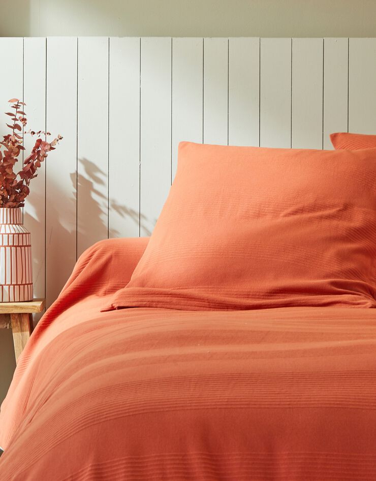 Jeté de lit uni tissé coton (terracotta) Jeté de lit uni tissé coton (terracotta)
