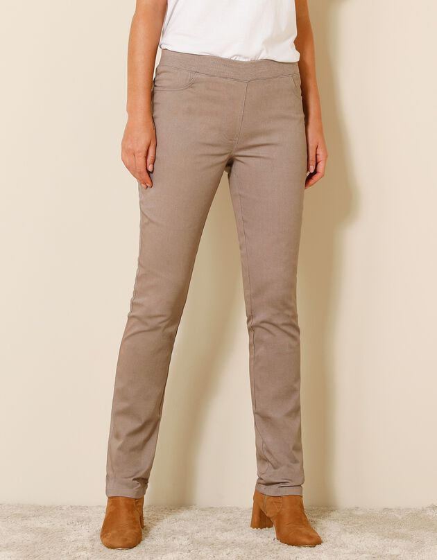 Pantalon droit "ultra confort" taille élastiquée (taupe clair)